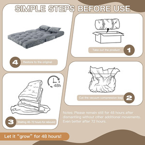 Colchón de suelo para adultos, extra grueso, sofá de suelo largo, sofá cama individual, puf natural, sofá plegable con almohadas - Product Image 6