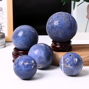 Nueva Llegada, Esferas de Coral Azul Natural, Pulidas a Mano, Esfera de Piedra Curativa de Cristal para Decoración Fengshui - Product Image 3