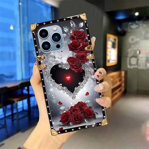 Argento amore cuore stampa galvanica quadrato TPU custodia per telefono cellulare per <span class=keywords><strong>Samsung</strong></span> <span class=keywords><strong>S20</strong></span> S21 S22 S23 S24 Ultra Plus S23FE - Product Image 4