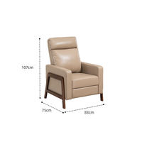 Fauteuil inclinable en cuir PU pour salon et chambre à coucher, avec pieds en bois, confortable pour les personnes âgées, couleur kaki