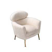 Fauteuil inclinable en polaire Teddy blanc et rose, fauteuil d'appoint moderne, fauteuil de détente avec pieds en métal doré pour salon, salle à manger, bar à domicile