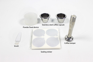 Ensemble de capsules de café réutilisables en métal chaud 6 pièces <span class=keywords><strong>Capsule</strong></span> de café rechargeable avec 2 capsules de café en métal - Product Image 3