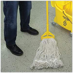 Boardwalk BWK424CEA 24 Oz. Tête de balai serpillère en coton Pro Loop Web/Tailband Wet Mop Head blanc - Balai de haute qualité pour le nettoyage - Product Image 3