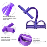 Cuerda Elástica Portátil y Resistente Wesure de 4 Tubos para Ejercicios Abdominales, con Pedales de TPE+NBR de 50x25cm, Fácil de Usar