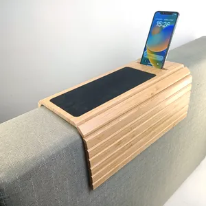 Wholesale WDF Factory Couch Cup Holder Couch Coaster Sofa Cup Holder Wood Bamboo Sofa Arm Storage Tray For Couch Armrest