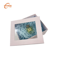 Boîte rigide de luxe réutilisable en papier avec fenêtre transparente en PVC, ruban en organza et nœud, estampage en relief, pour cadeau de mariage