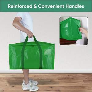 2 Pack XXL Jumbo Extra Large Heavy Duty Stronger Handles Storage Bags Moving Bags Zippered Reusable Storage <b>Totes</b> - Product Image 4