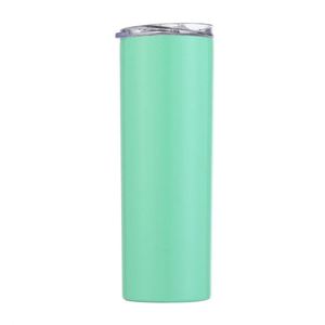 Gobelet droit et fin de 20 oz en acier inoxydable blanc vierge pour sublimation avec couvercle et paille - Product Image 4