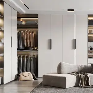 <span class=keywords><strong>Armadio</strong></span> Moderno Personalizzabile in Legno Massello con <span class=keywords><strong>Ante</strong></span> Scorrevoli e Specchio per Camera da Letto - Product Image 2