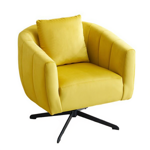 Sillón Giratorio Moderno con Tapicería Amarilla, Silla de Salón con Patas de Metal, Rotación de 360 Grados, Diseño Tapizado - Product Image 1