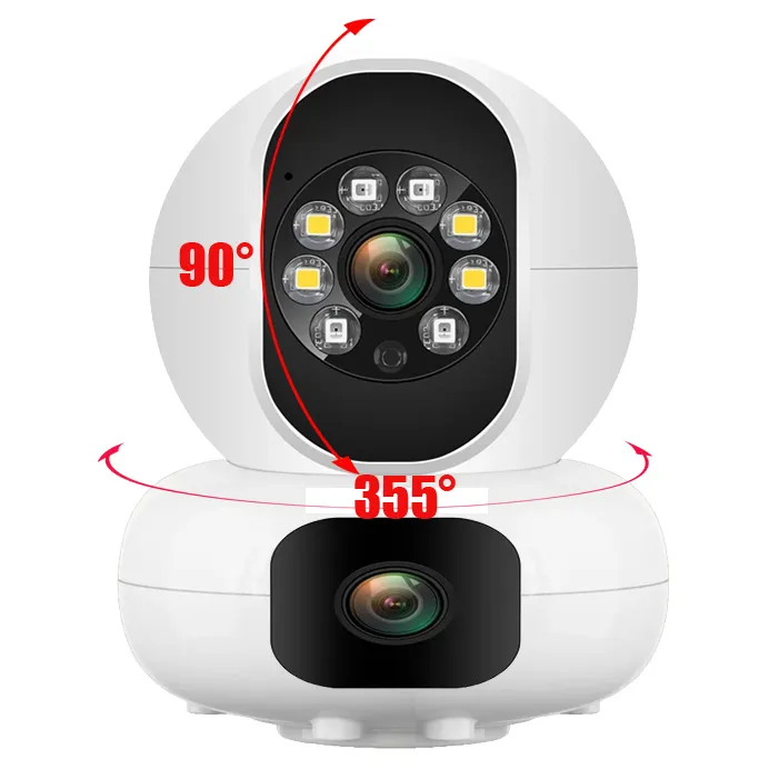 JXLCAM-cámara de vigilancia de doble lente, Monitor de seguridad interior, visión nocturna, seguimiento humano automático a todo Color, 4MP, venta de fábrica