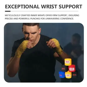 4 colores en stock Kickboxing Handwraps Muñequeras de algodón Vendajes de boxeo para protección de manos