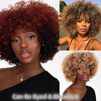 Wig keriting Afro Perruque murah Wig Bob pendek Label pribadi dengan poni tebal Wig rambut manusia keriting Afro UNTUK WANITA HITAM