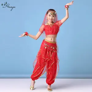 नई गर्मियों भारतीय नृत्य बच्चों की वेशभूषा सेक्विन प्रदर्शन कपड़े लड़की पैंट सूट