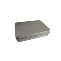 Boîte en étain portable à charnière pour clés USB, argentée unie, vente en gros