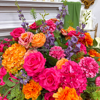 Bouquet de fleurs artificielles personnalisé de différentes tailles, rose rouge jaune, vert foncé, pour la décoration de mariage