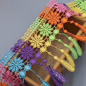 Nhà Sản Xuất Bán Nóng Đầy Màu Sắc Hoa Fringe Chạy Yardage Polyester Thêu Ren <span class=keywords><strong>Trim</strong></span> Cho Dresses - Product Image 5