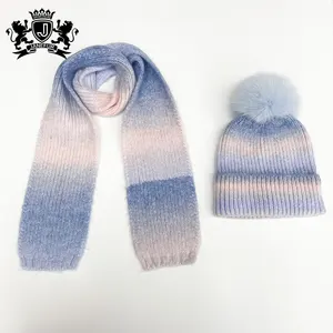 Factory Wholesale Custom Color Fashion Baby Toddler Children Winter Knitted Beanie Hat And Scarf Sets For Kids