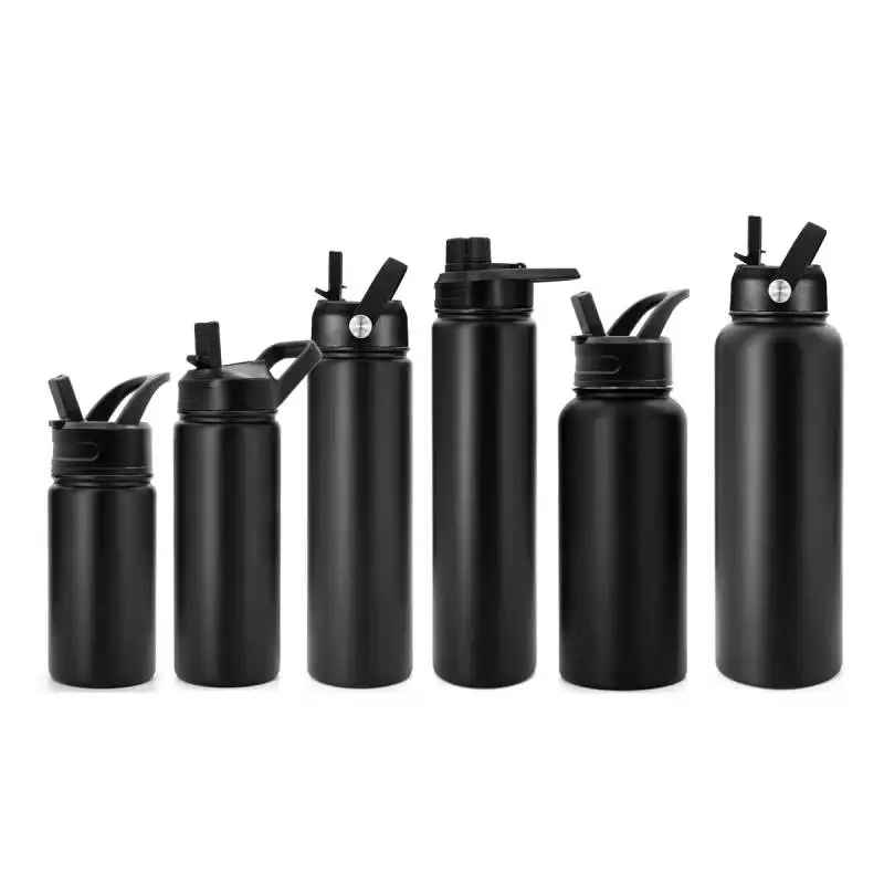 12/18/21/24/32/40/Oz Black Custom Logo Vacuum Insulated Sport Thermos Stainless Steel Water Bottle