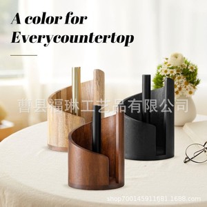 Wooden <b>Paper</b> <b>Towel</b> <b>Holder</b> Round Natural Finish For Kitchen Countertop Use - Product Image 4