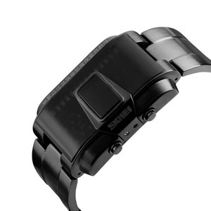 Orologio Digitale Vintage Skmei 1179 con Display LED, Colore Nero, Design Accattivante, Cinturino in Acciaio Inossidabile per Uomo, Forma Rettangolare - Product Image 2