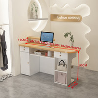 Muebles de Oficina Modernos Personalizables de Melamina, Mostrador de Recepción con Luz LED para Hoteles, Restaurantes, Bares, Centros Comerciales