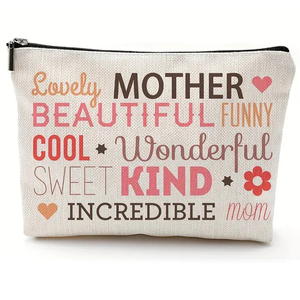 Bolsa de maquillaje con estampado digital simple, bolsa de aseo portátil de viaje con textura de lino de poliéster, regalo perfecto para mamá, <span class=keywords><strong>hermana</strong></span> y amigas - Product Image 6