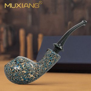 Muxiang Tobacco Pipe Bent Type Lacquered Wood Smoking Pipe With Filter Retro Style Personal Gift - Product Image 2