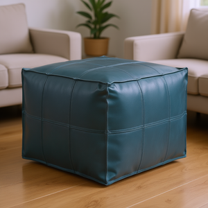 Puf Cuadrado Manning Teal, Decoración Artesanal para Sala de Estar - Product Image 2