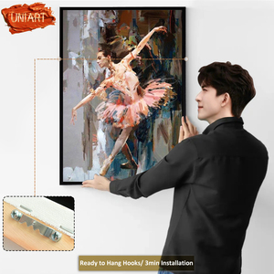 Uniart 100% fait à la main contemporain moderne 100% peint à la main figuratif dame peintures à l'huile sur toile - Product Image 4