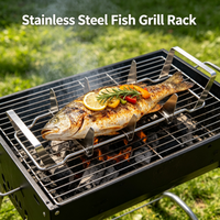 Grille de cuisson en acier inoxydable pour poisson, support de rôtissage pour barbecue extérieur, accessoires de barbecue polyvalents