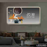 Peinture murale LED Art déco moderne, art mural lumineux en porcelaine de cristal, personnalisable, décoratif