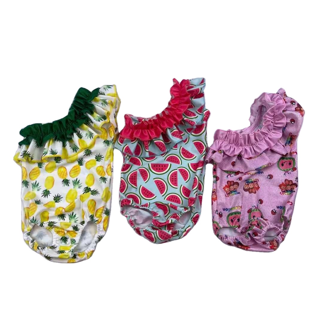 Купальные костюмы для маленьких девочек, бикини с принтом ананасов, мультяшный купальник, купальник для детей, детские купальные костюмы