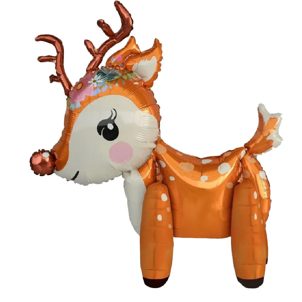 Vente chaude gonflable dessin animé debout animaux ballons feuille EIK cerf pour la décoration de fête de noël événement Festival fournisseur