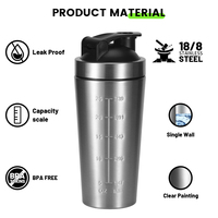 Gourde isotherme classique en acier inoxydable 304 pour protéines en poudre, avec couvercle pop-up à un clic et anti-fuite