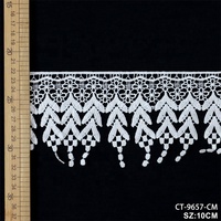 Bandes de dentelle guipure à sequins brodées en polyester élastique blanc, prix usine, acceptant la personnalisation