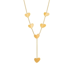Chaîne en acier inoxydable étanche avec placage or PVD 18 carats, mystérieuse et élégante, longue, en forme de Y, avec pendentif cœur et pampilles superposées - Product Image 5