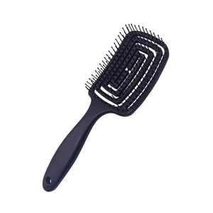 Brosse à cheveux incurvée en plastique et nylon pour cheveux bouclés, vente en gros d'usine, brosse à cheveux pour démêler les cheveux mouillés et secs, brosse à cheveux de massage - Product Image 1