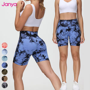 Custom Logo Tie Dye Scrunch Butt High Waist Sports Fitness Gym <strong>Shorts</strong> for Women XL Size Seamless <strong>Jeggings</strong> with Logo Made Spandex - Product Image 1