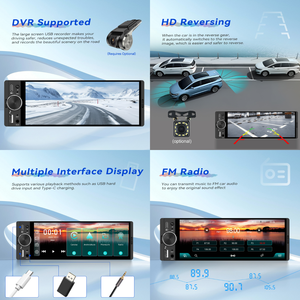 Podofo 6.28" 1 Din <strong>Multimedia</strong> Car Stereo with Wireless Carplay Android <strong>Auto</strong> Car MP5 <strong>Player</strong> FM USB AUX-IN Car Radio Autostereo - Product Image 3