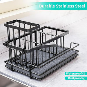 Кухонная металлическая губка для раковины, стойка для мыла, подставка, дозатор для мыла, держатель для хранения, органайзер с поддоном для мгновенной сушки камня - Product Image 6