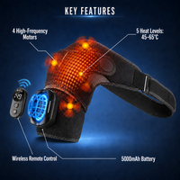 Masseur d'épaule chauffant Fitease à 4 moteurs, vibrant et pétrissant, rechargeable par USB 5000 mAh, télécommande sans fil avec minuterie