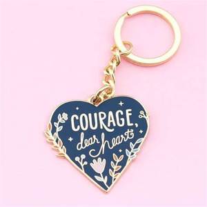 Porte-clés en <span class=keywords><strong>m</strong></span>étal personnalisé avec logo, style occidental en forme de cœur, porte-clés émaillé, logo personnalisé, porte-clés inspirant, courage - Product Image 5