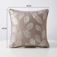 Housse de coussin jacquard métallique double face personnalisée, motif feuille de plante de luxe, carrée, pour la vente en gros