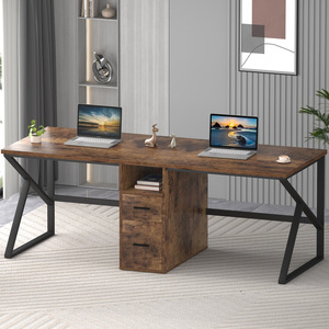 Gỗ dài hai người bàn văn phòng Bàn máy tính với kệ mở và ngăn kéo bên dưới cho văn phòng nhà - Product Image 2