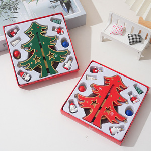 Hot Sale Wooden <b>Tabletop</b> <b>Christmas</b> <b>Tree</b> Freestanding <b>Tree</b> Frame Tiny Hanging Pendants Bright Star Top Bow Home Desktop Ornament - Product Image 5