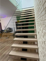 Escalier flottant intérieur personnalisé en teck Escalier intérieur moderne en bois invisible mono limon