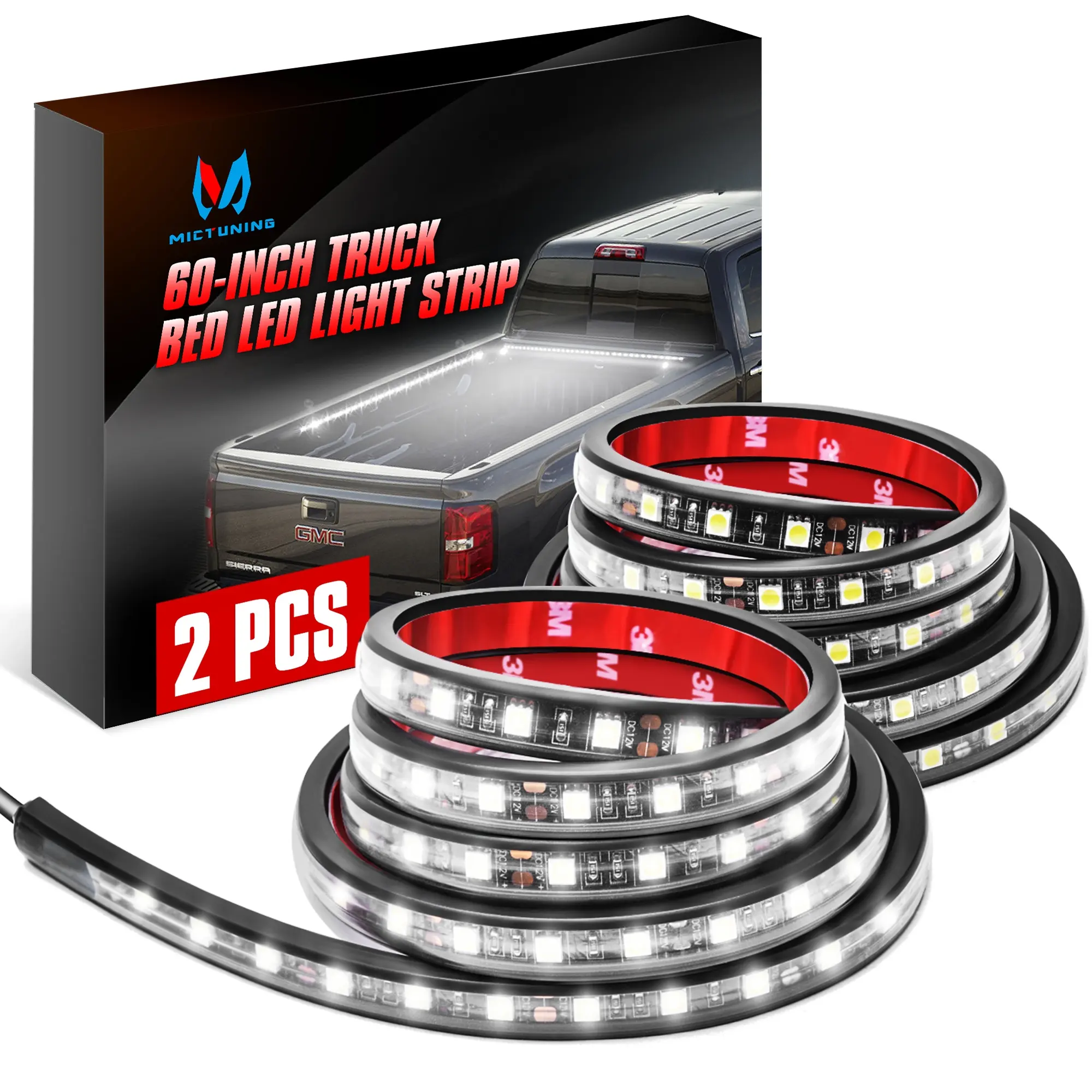 MICTUNING mise à niveau étanche 60 pouces blanc LED camion Cargo lit lumière de hayon bande lumineuse pour pick-up RV SUV bateau