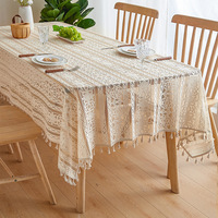 Nappe Ronde Personnalisée en Dentelle Blanche 90cm 180cm Moderne Tissée Housse de Table Décoration de Table de Mariage Cottagecore pour Salle à Manger