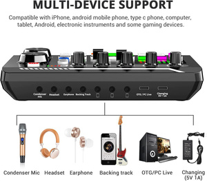 F998 Mixer Audio Live Sound Card BM800 MIC microfono cellulare Voice Changer Karaoke per la registrazione di trasmissioni KTV Game Music